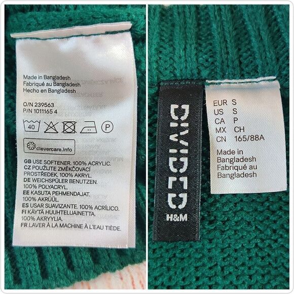 H&M Divided green zip front crop sweater jacket S - Picture 10 of 10